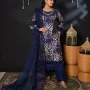 blue embroidered party dress