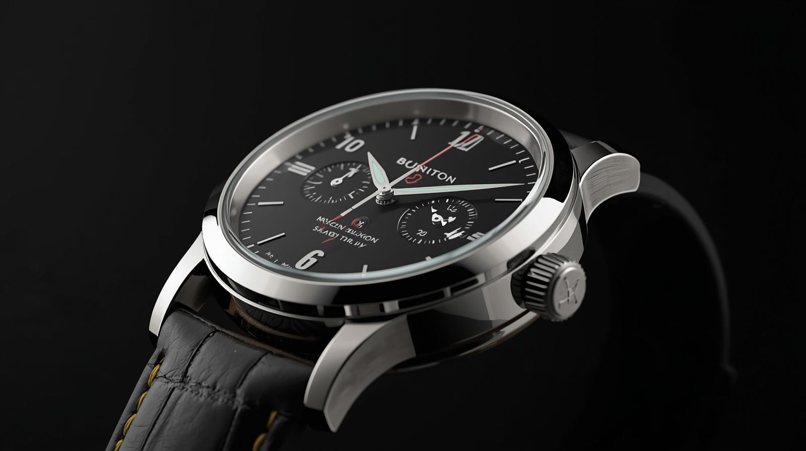 Minimalist Leather Strap Watch – Black